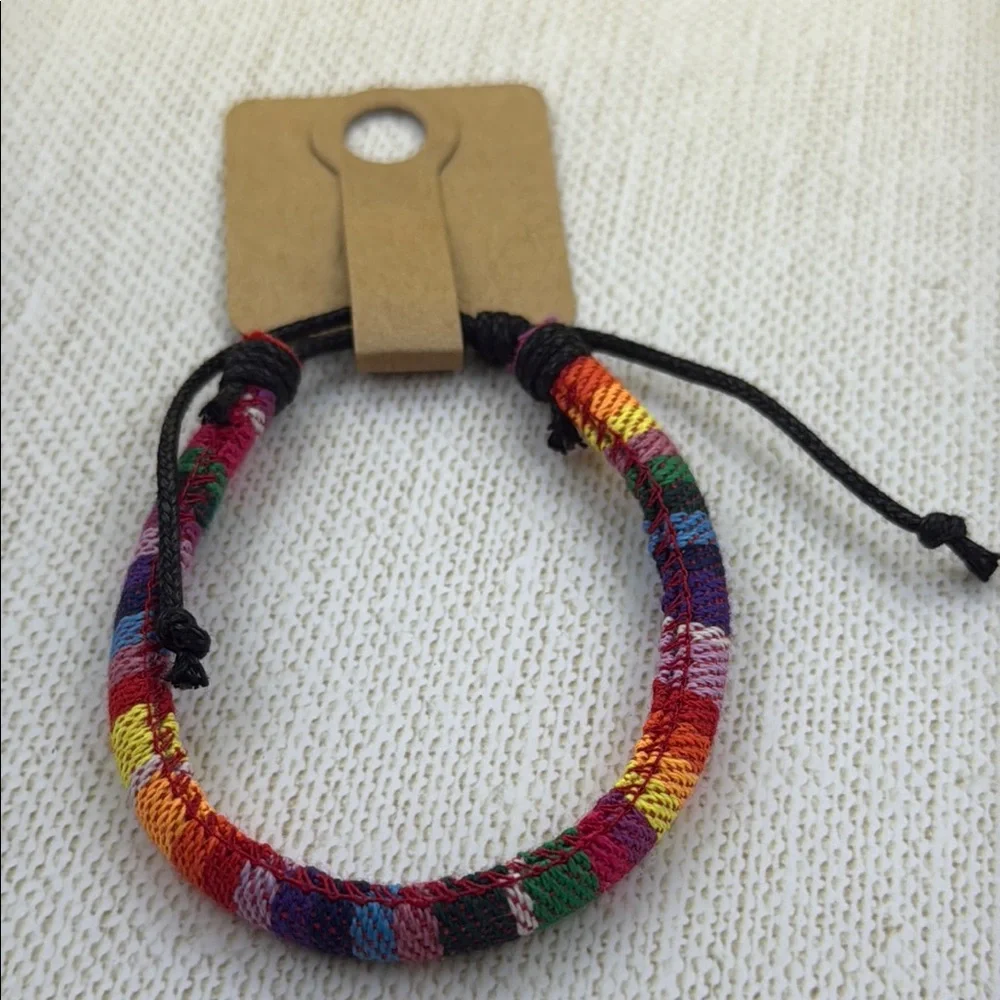 Colorful Rainbow 🌈 Rope Style Handmade Tie Bracelet - Picture 3 of 3